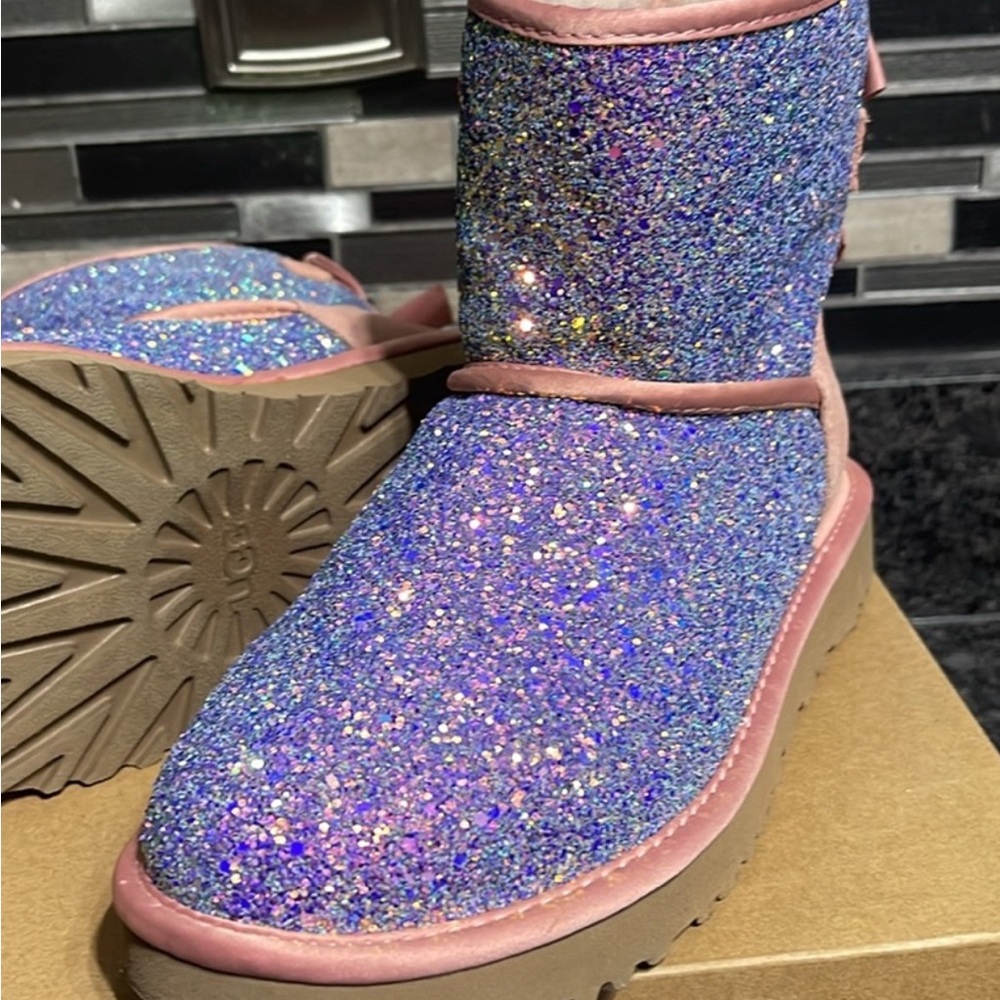 UGG Pink and Blue Glitter Winter Boots